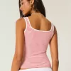 Tanktop mit eckigem Ausschnitt aus geripptem, nahtlosem Stoff