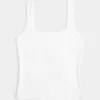 Tanktop mit eckigem Ausschnitt aus geripptem, nahtlosem Stoff