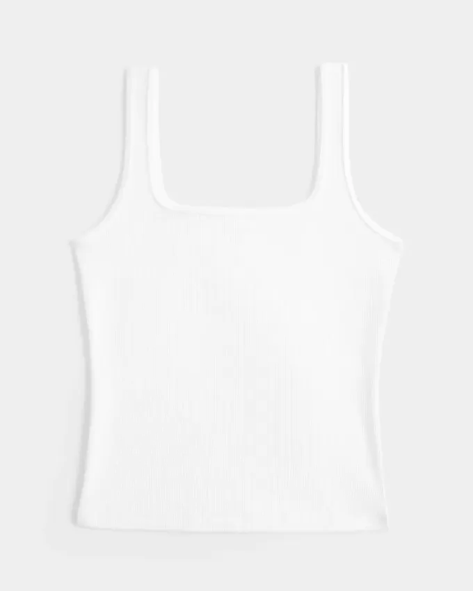 Tanktop mit eckigem Ausschnitt aus geripptem, nahtlosem Stoff