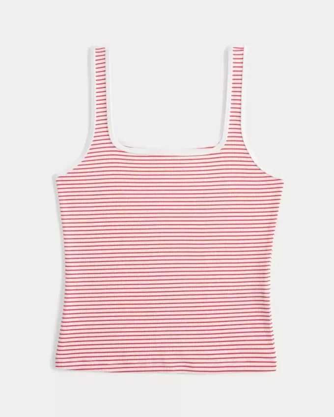 Tanktop mit eckigem Ausschnitt aus geripptem, nahtlosem Stoff