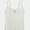 Tanktop mit Spitzenbesatz und Hirsch-Grafik