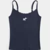 Tanktop mit Spitzenbesatz und Hundegrafik Tanktop mit Spitzenbesatz und Hundegrafik