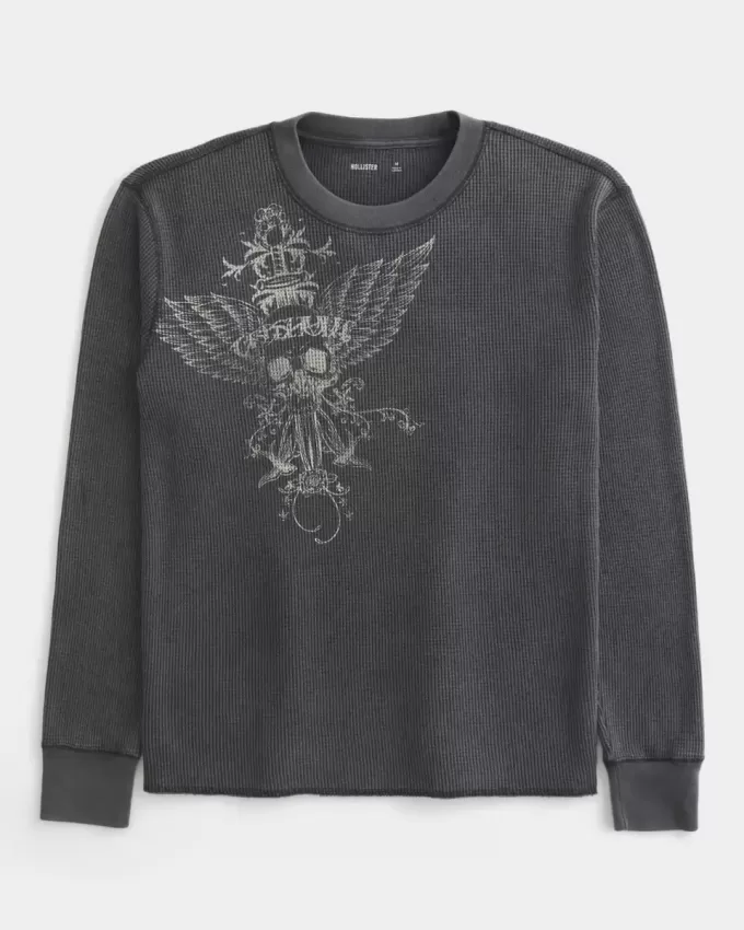 Thermo-Rundhalsshirt mit Totenkopf-Grafik