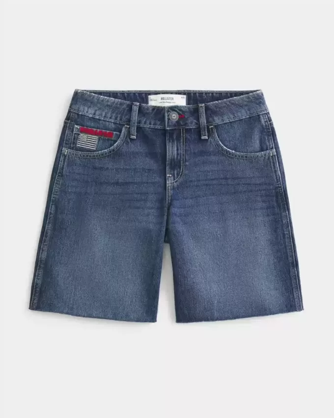 Tief sitzende Baggy-Jeans mit dunkel verwaschener amerikanischer Flaggengrafik