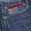 Tief sitzende Baggy-Jeans mit dunkel verwaschener amerikanischer Flaggengrafik