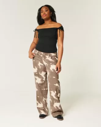 Tief sitzende Baggy-Jeans mit Kuh-Print