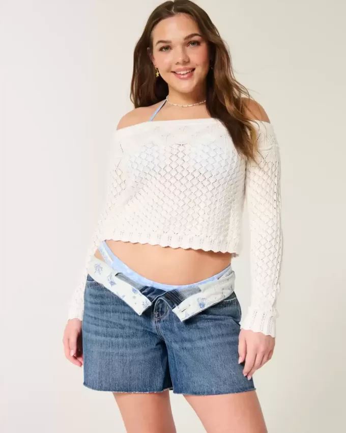 Tief sitzende Baggy-Jeansshorts in dunkler Waschung, 5 Zoll