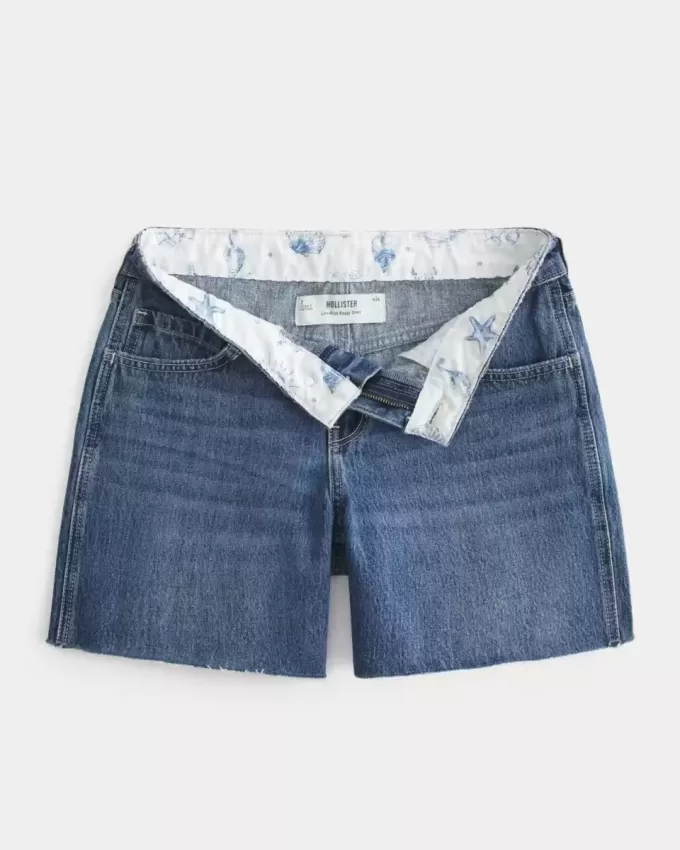 Tief sitzende Baggy-Jeansshorts in dunkler Waschung, 5 Zoll