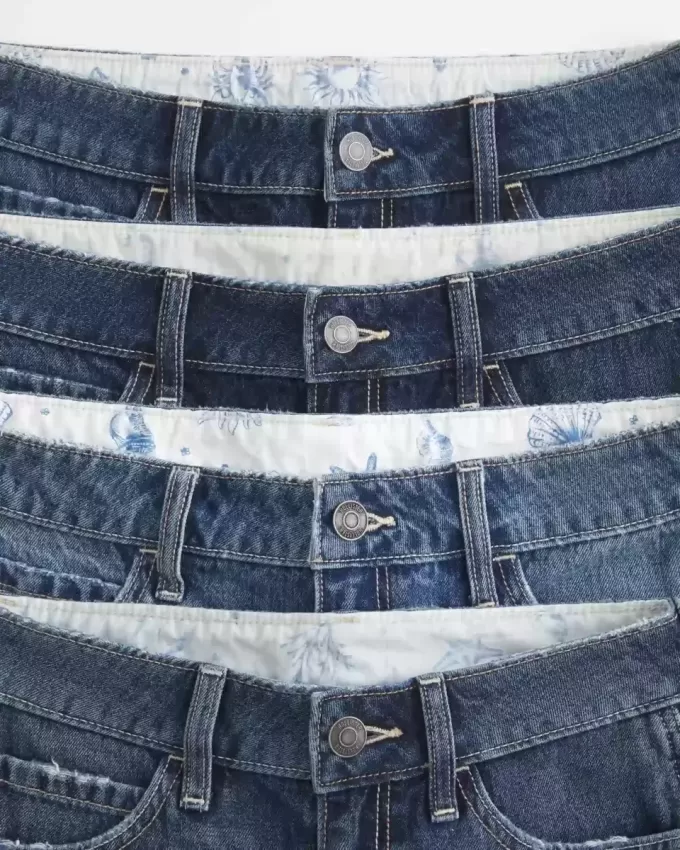 Tief sitzende Baggy-Jeansshorts in dunkler Waschung, 5 Zoll