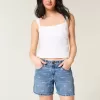 Tief sitzende Baggy-Jeansshorts mit Schleifenmuster