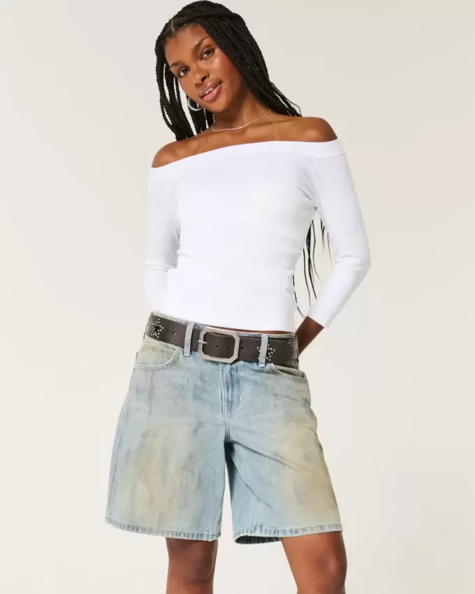 Tief sitzende getönte Baggy-Jeans in Schlammwaschung