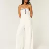 Trägerloser Jumpsuit aus Leinenmischung