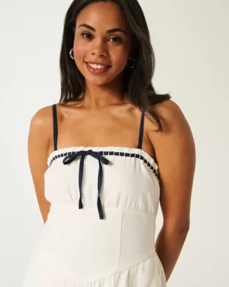 Trägerloser Jumpsuit aus Leinenmischung