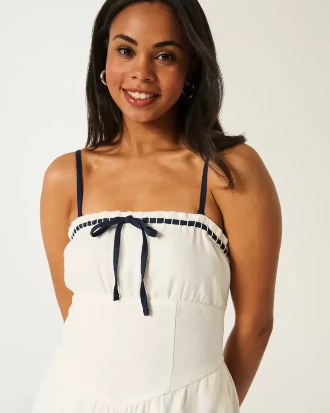 Trägerloser Jumpsuit aus Leinenmischung