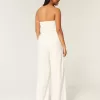 Trägerloser Jumpsuit aus Leinenmischung