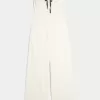 Trägerloser Jumpsuit aus Leinenmischung