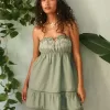 Trägerloses Babydoll-Kleid mit Stickerei