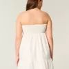 Trägerloses Babydoll-Kleid mit Stickerei