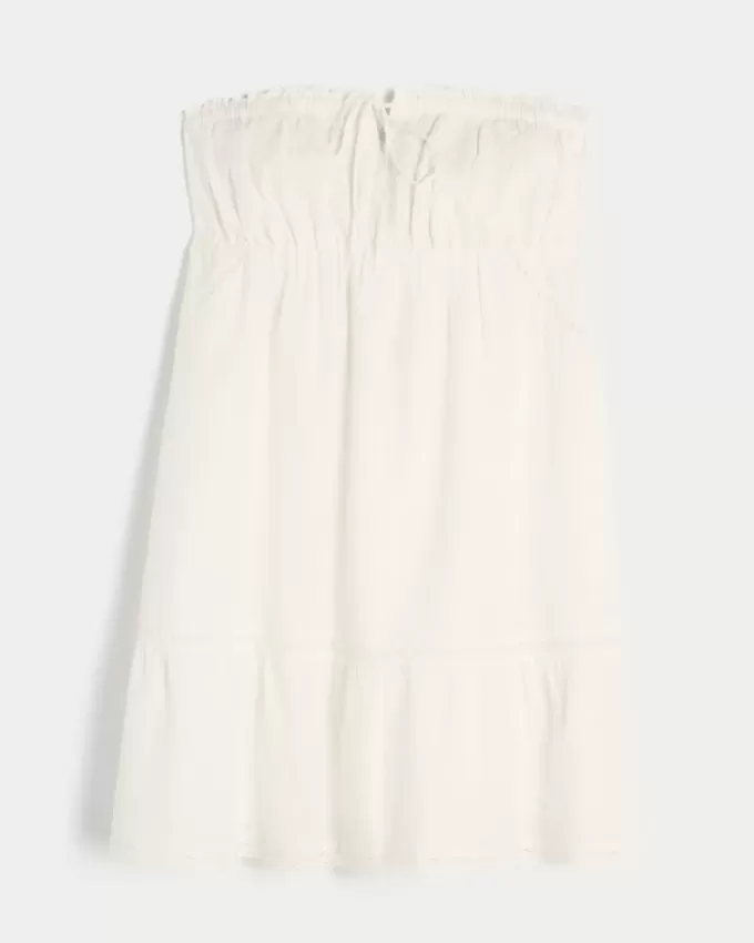 Trägerloses Babydoll-Kleid mit Stickerei