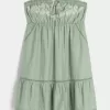Trägerloses Babydoll-Kleid mit Stickerei