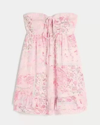 Trägerloses Babydoll-Minikleid mit Rüschen