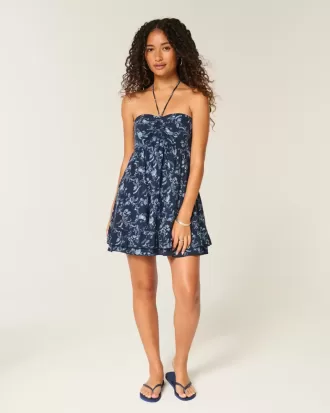 Trägerloses Babydoll-Minikleid mit Rüschen