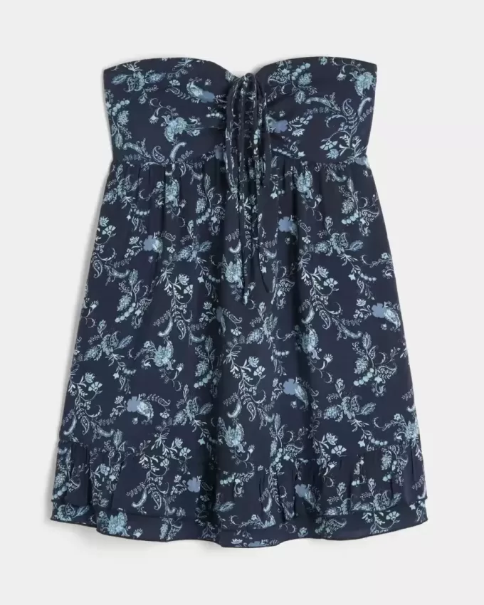 Trägerloses Babydoll-Minikleid mit Rüschen