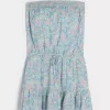 Trägerloses Blouson-Minikleid mit Kordelzug