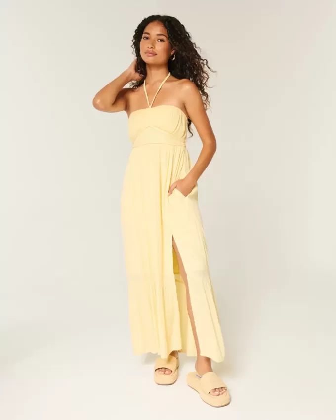 Trägerloses geflochtenes Maxikleid