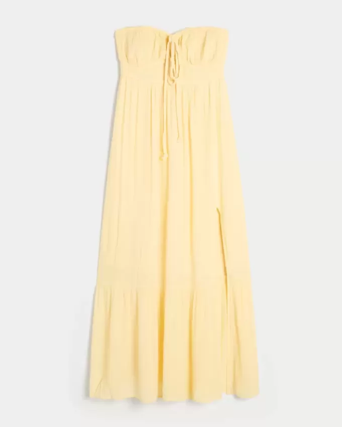 Trägerloses geflochtenes Maxikleid