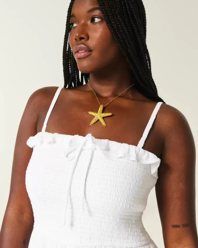 Trägerloses, gesmoktes Maxikleid