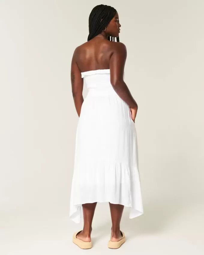 Trägerloses, gesmoktes Maxikleid