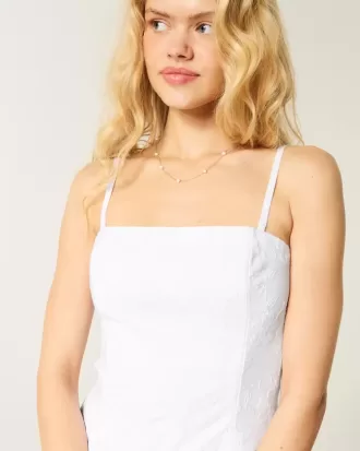 Trägerloses Maxikleid mit Stickerei