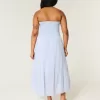 Trägerloses Maxikleid mit Stickerei