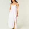 Trägerloses Maxikleid mit Twist-Brust