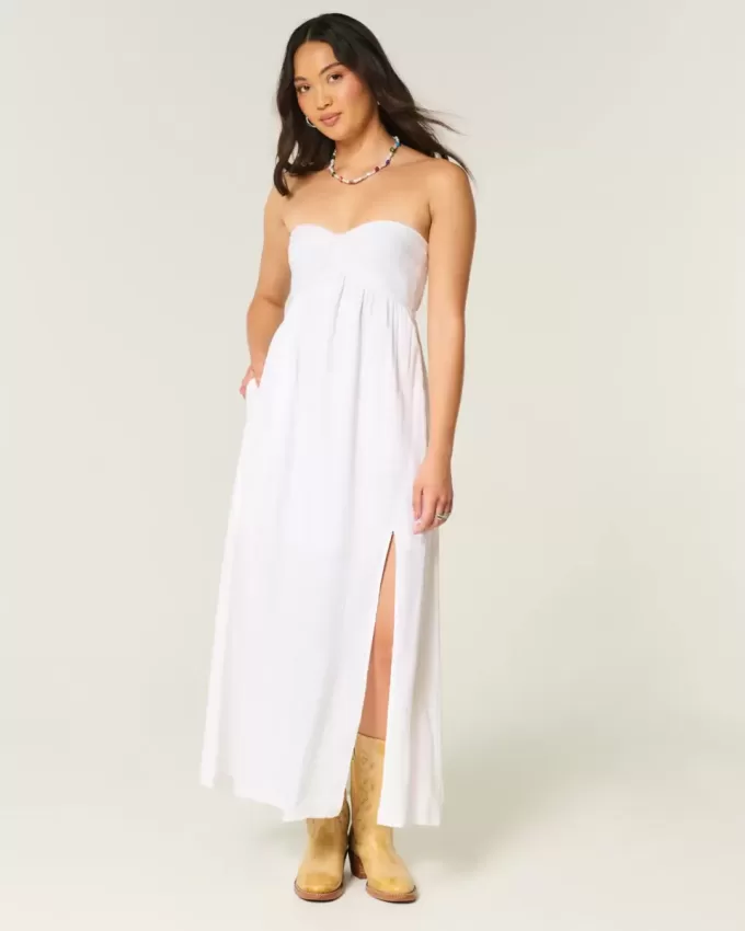 Trägerloses Maxikleid mit Twist-Brust