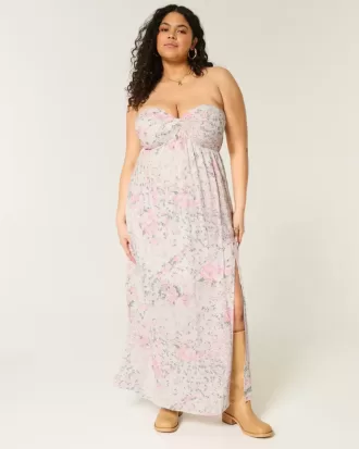 Trägerloses Maxikleid mit Twist-Brust
