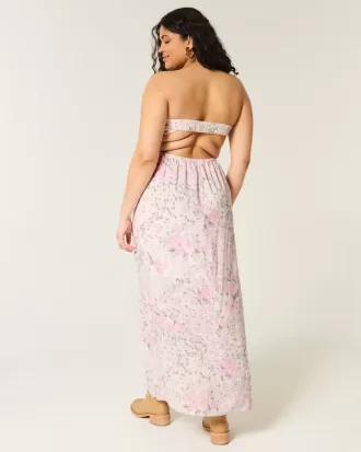 Trägerloses Maxikleid mit Twist-Brust