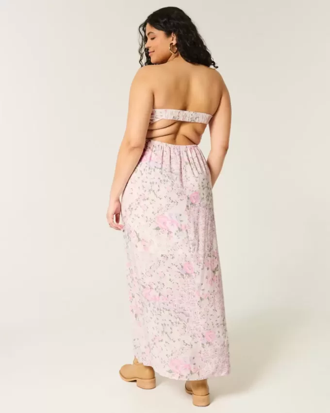 Trägerloses Maxikleid mit Twist-Brust