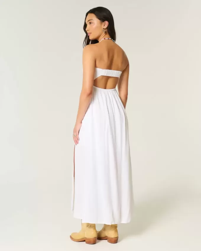 Trägerloses Maxikleid mit Twist-Brust