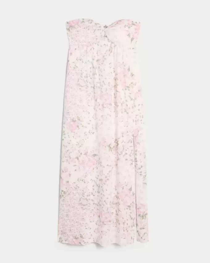 Trägerloses Maxikleid mit Twist-Brust