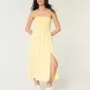 Trägerloses Midikleid aus Leinenmischung