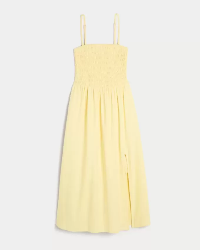 Trägerloses Midikleid aus Leinenmischung