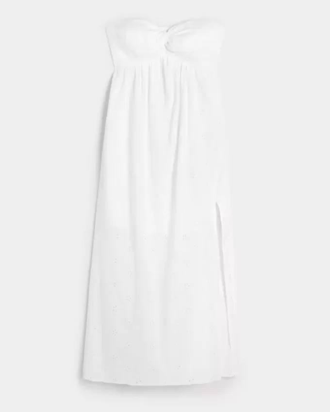 Trägerloses Midikleid mit Twist-Brust und Ösen