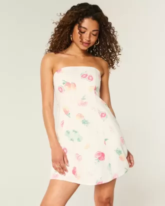 Trägerloses Minikleid aus Leinenmischung