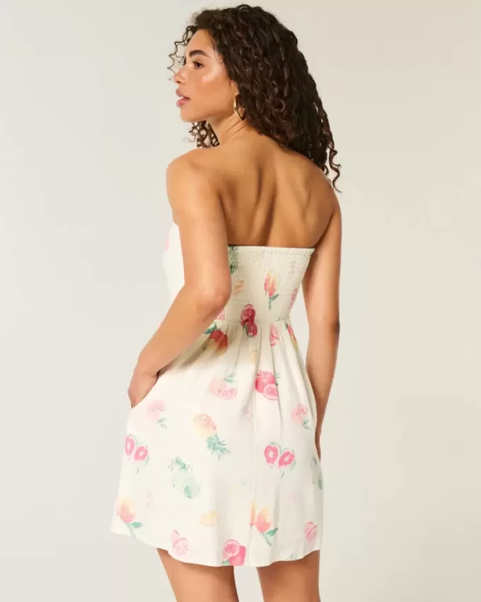 Trägerloses Minikleid aus Leinenmischung