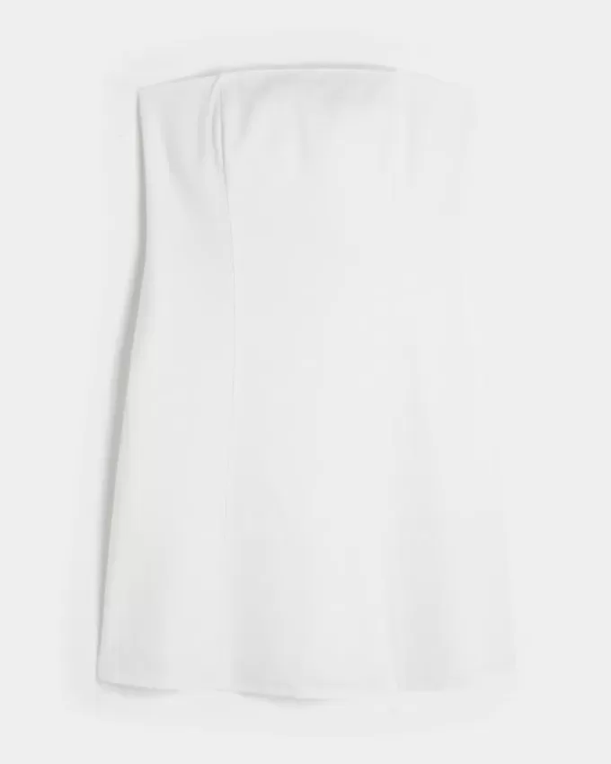 Trägerloses Minikleid aus Leinenmischung