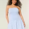 Trägerloses Minikleid aus Strickgewebe mit tiefer Taille