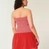 Trägerloses Minikleid aus Strickgewebe mit tiefer Taille