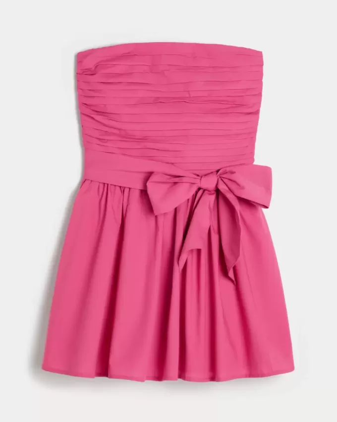 Trägerloses Minikleid mit Schleife
